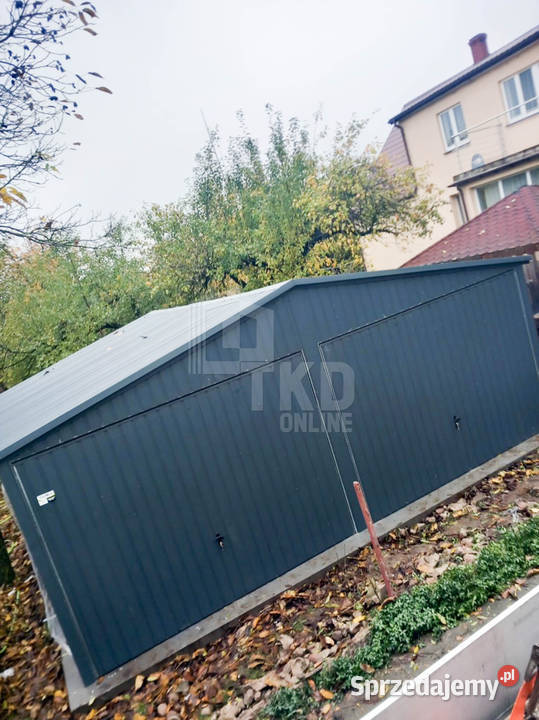 Garaż Blaszany 65x5 2x Brama Antracyt dwuspadowy