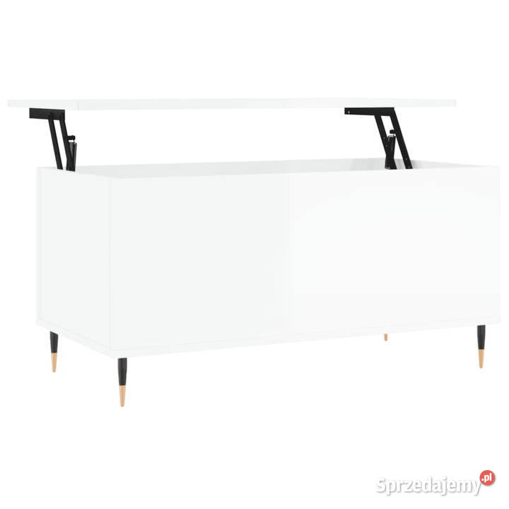 Stolik kawowy biały z połyskiem 90x445x45 mazowieckie Warszawa