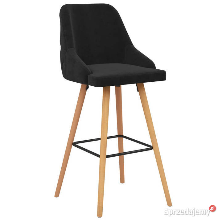 Stołki barowe 2 czarne obite aksamitem WM289469 Krzesła