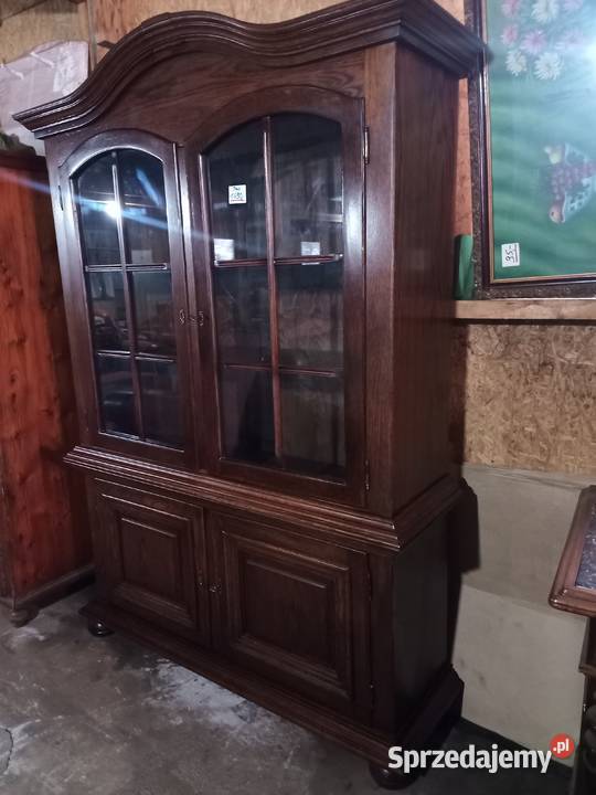 Witryna Biblioteka z szybkami Dąb kompletna Kredensy i witryny śląskie Kozy