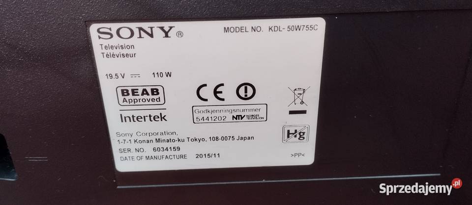Sony KDL50W755C w całosci na częsci 50cale Nakło nad Notecią