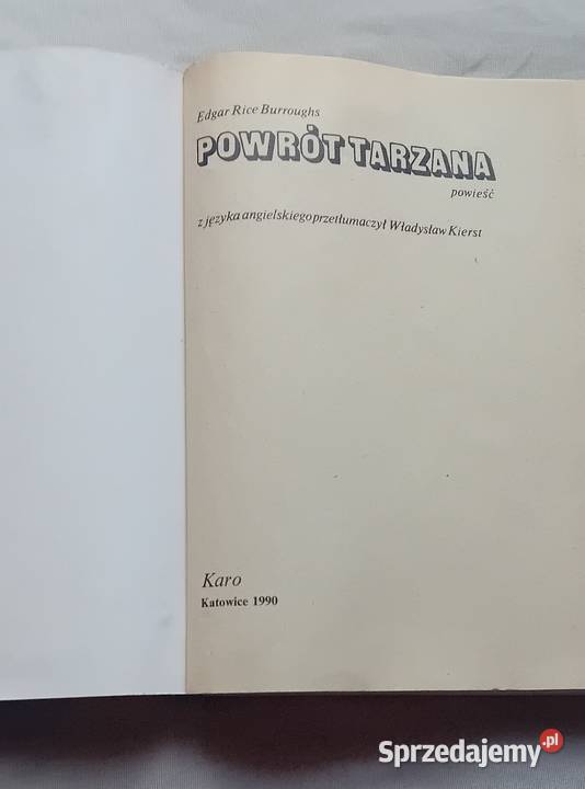 Edgar Rice Burroughs Powrót Tarzana Karo 1990 r Antykwariat Koźminek