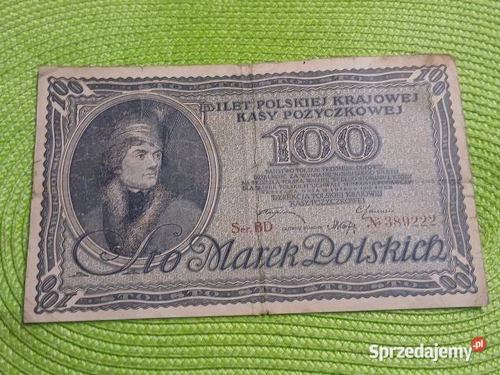 banknot polski 100 marek polskich z 1919r Łomża