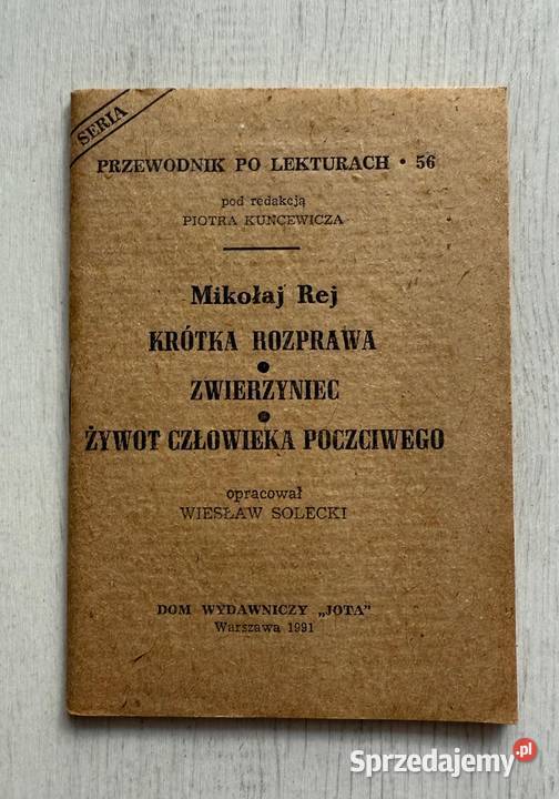 Mikołaj Rej opracowania lektura Zwierzyniec Książki naukowe i popularnonaukowe Łódź
