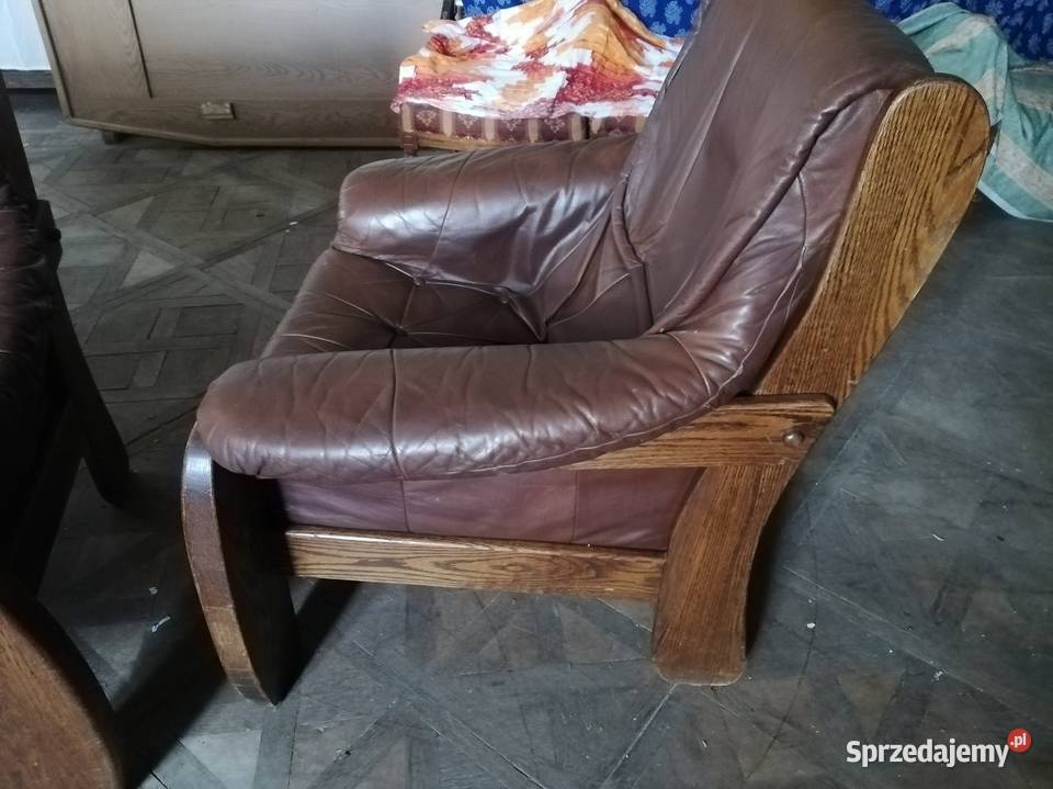 Skórzane kanapy i jeden fotele Komplet sprzedam