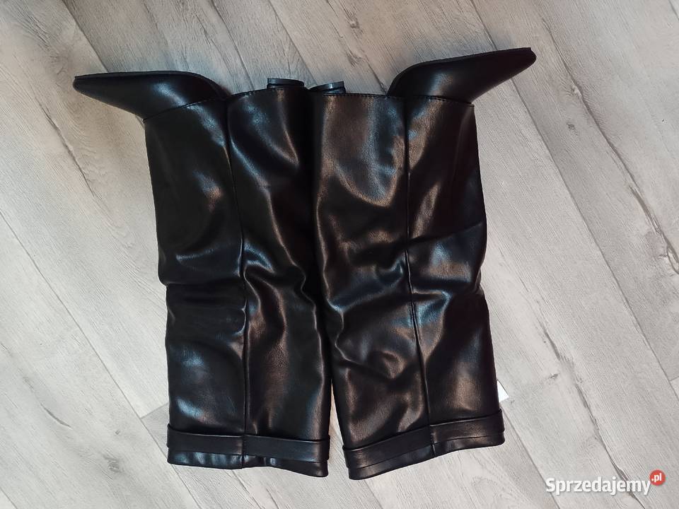 3940 Ekskluzywne czarne zdobione Kozaki 25.4cm Kraków