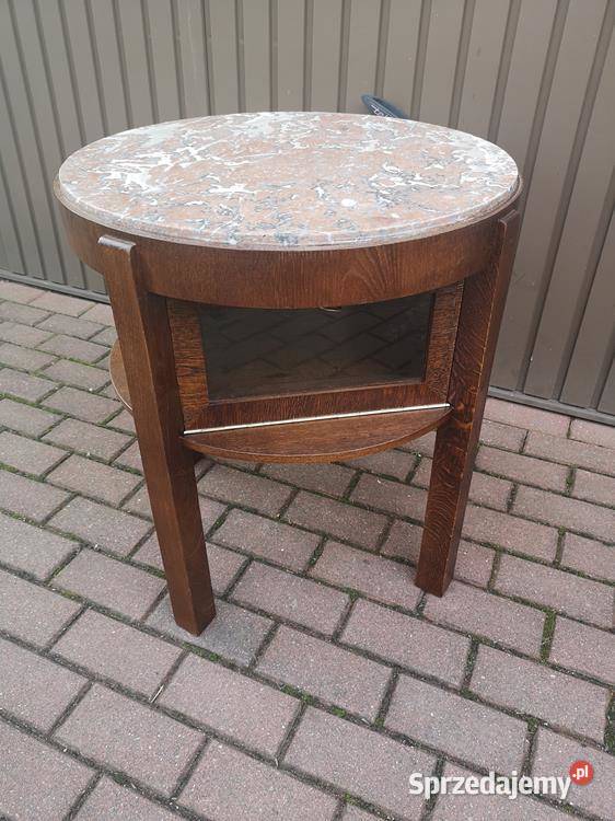 Stolik Barek Okrągły ARTDECO Dębowy Stary Antyk