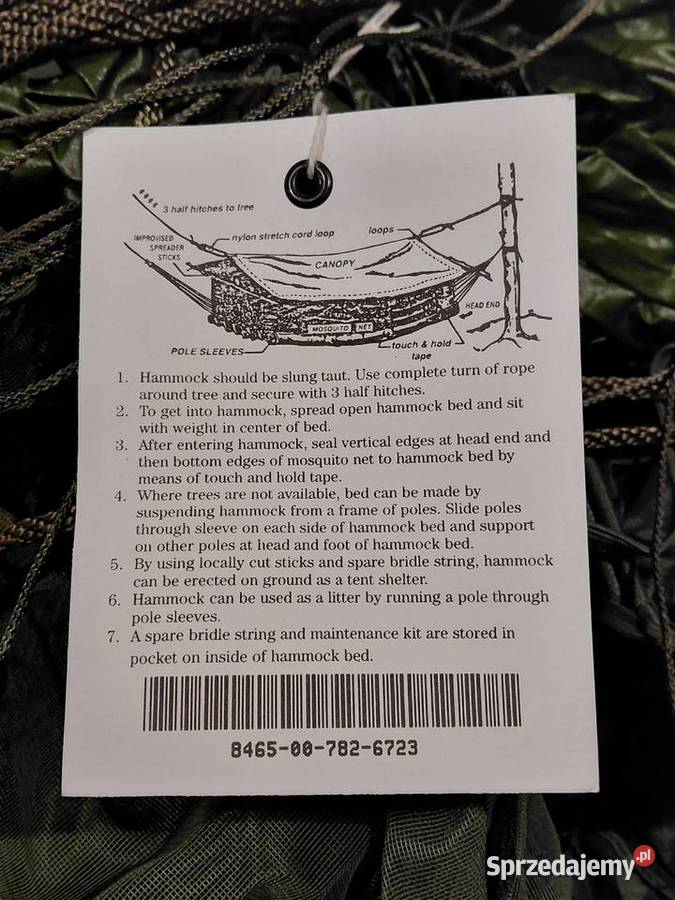 Hamak namiot Us Army Jungle M1965 Militaria dolnośląskie Wrocław