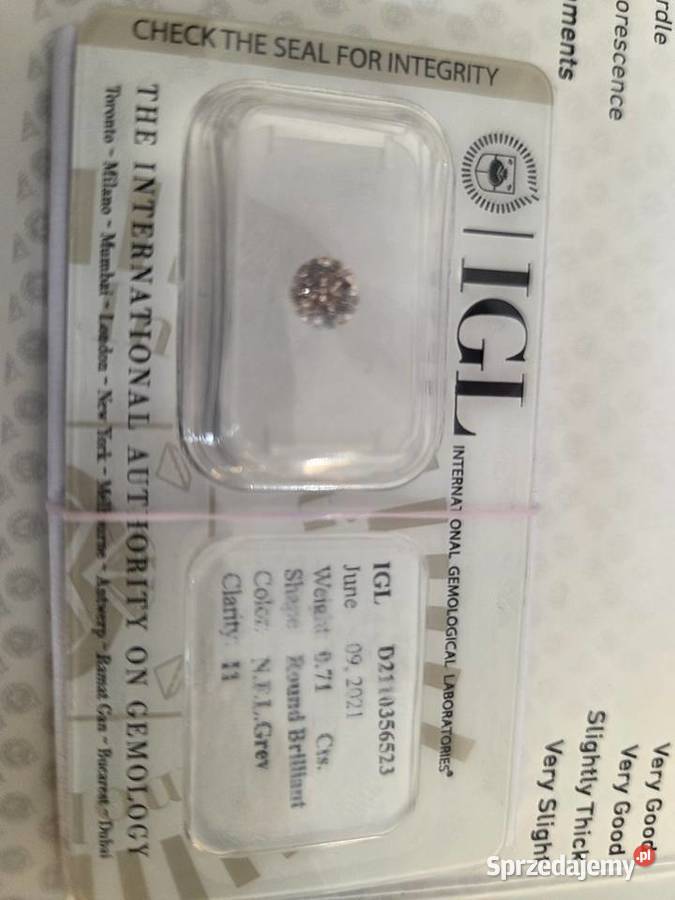 Diament naturalny 071 ct certyfikat IGL OKAZJA Nowy Korczyn sprzedam