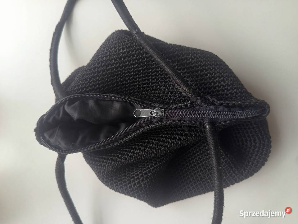 Torebka vintage lata 90 pleciona czarna retro 10cm Torby i torebki
