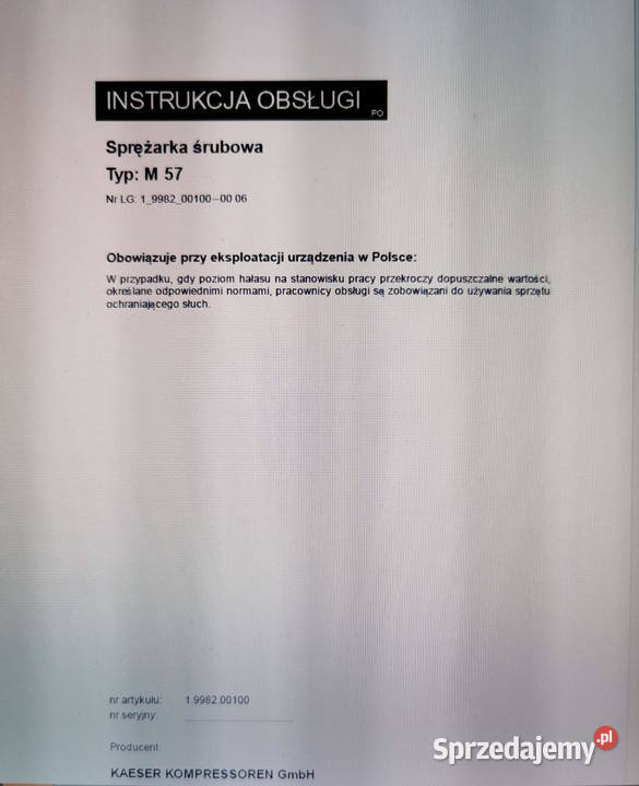 Sprężarka śrubowa Kaeser M57 57 m3min kompresor Kraków sprzedam