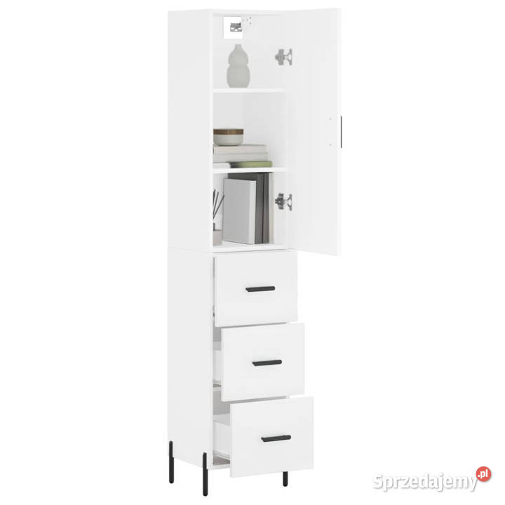 Wysoka szafka biała 345x34x180 materiał Warszawa