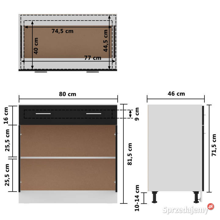 Szafka z szufladą czarna 80x46x815 WM801237 Meble