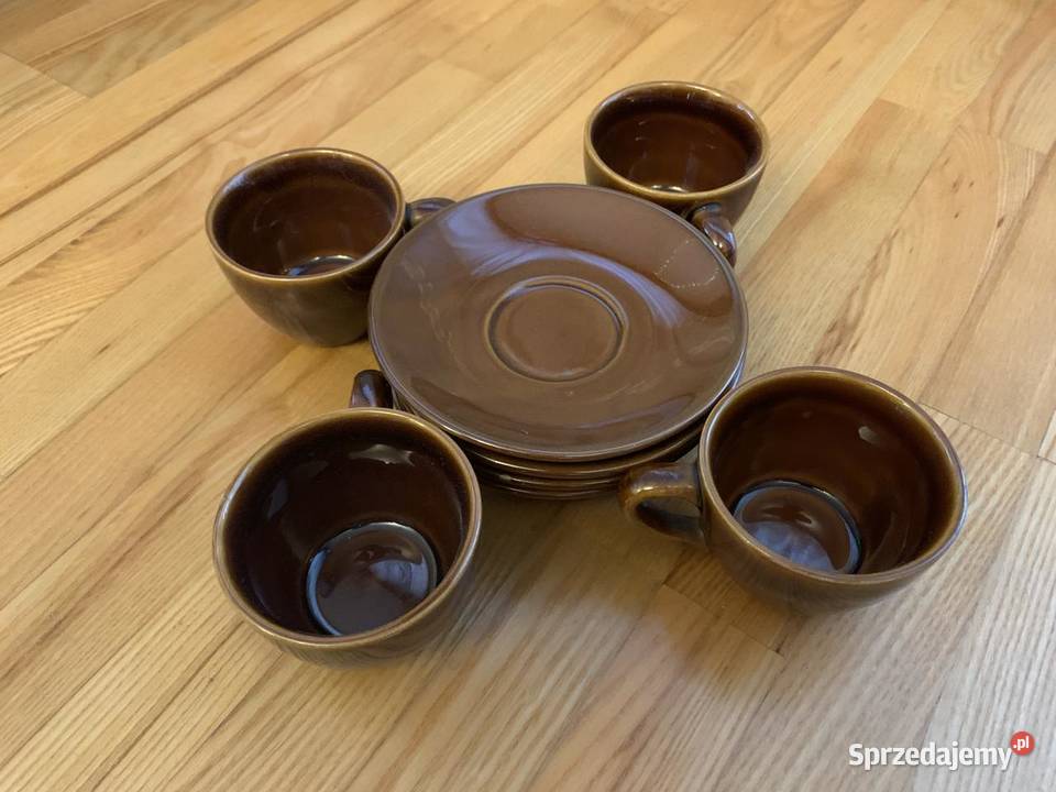 Zestaw do kawy ceramiczny komplet 4 Brązowy Warszawa sprzedam
