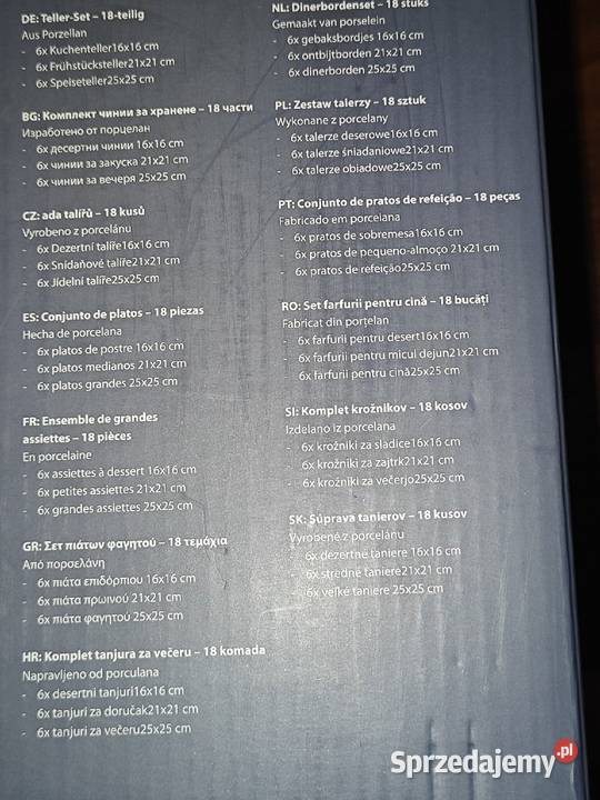 Zestaw talerzy 18 elementów kwadratowe Nowe biały