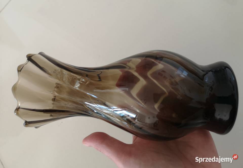 Wazon szkło dymione vintage PRL Porcelana i szkło Toruń