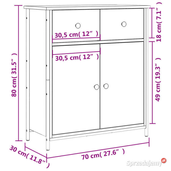 Szafka dąb sonoma 70x30x80 materiał Warszawa