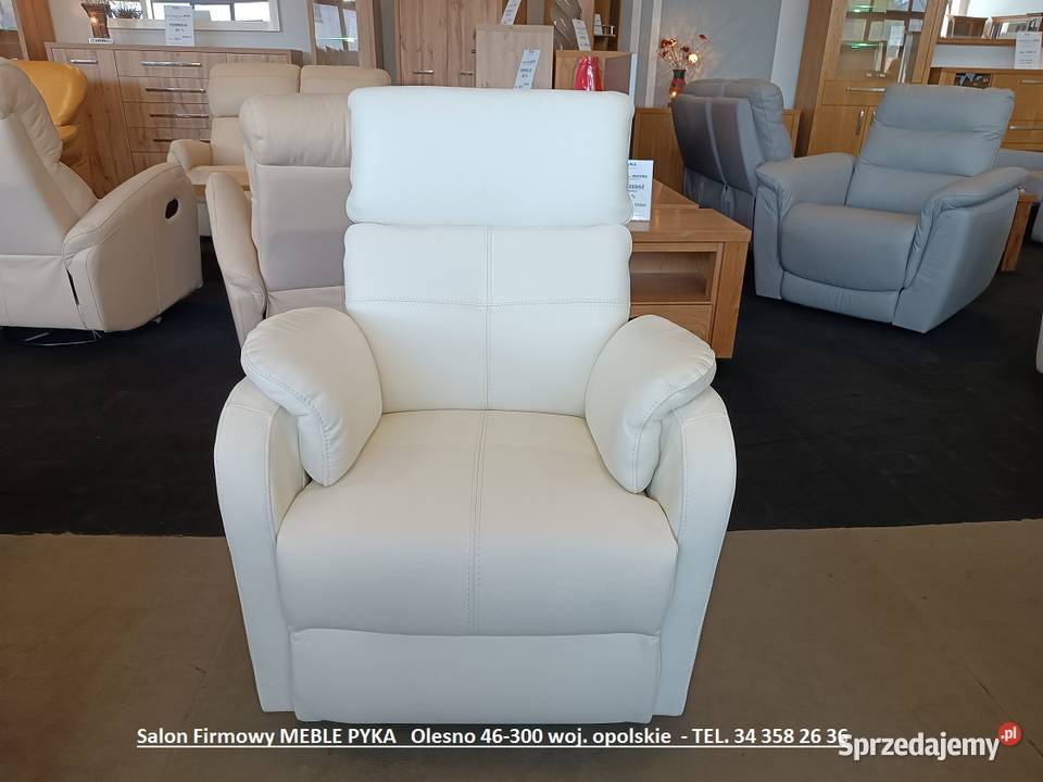 Fotel RELAX w Skórze Naturalnej Bujany Obrotowy Olesno
