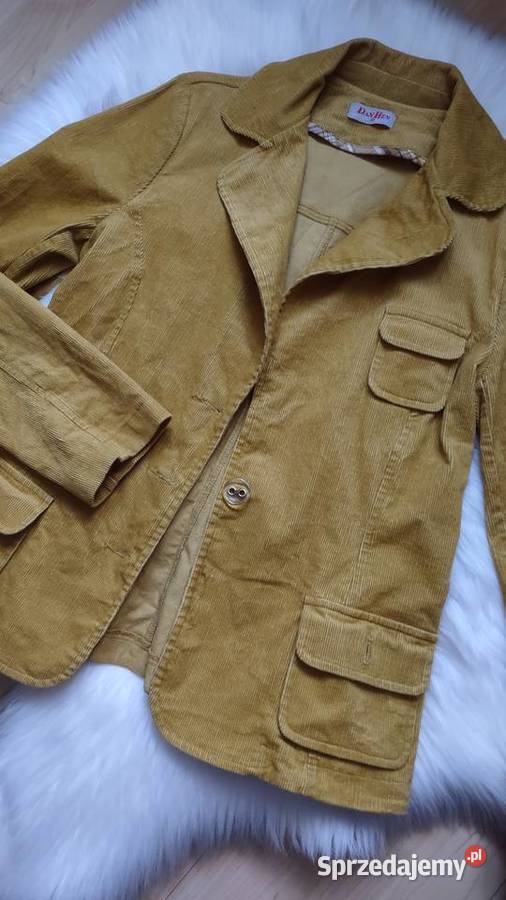 Sztruksowy musztardowy żakiet rozmiar 38 Vintage Marynarki i żakiety Olkusz sprzedam