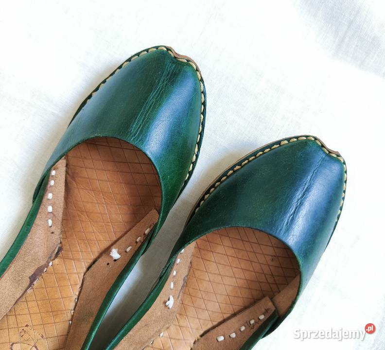 Zielone skórzane buty balerinki 37 skóra orient Szczecin