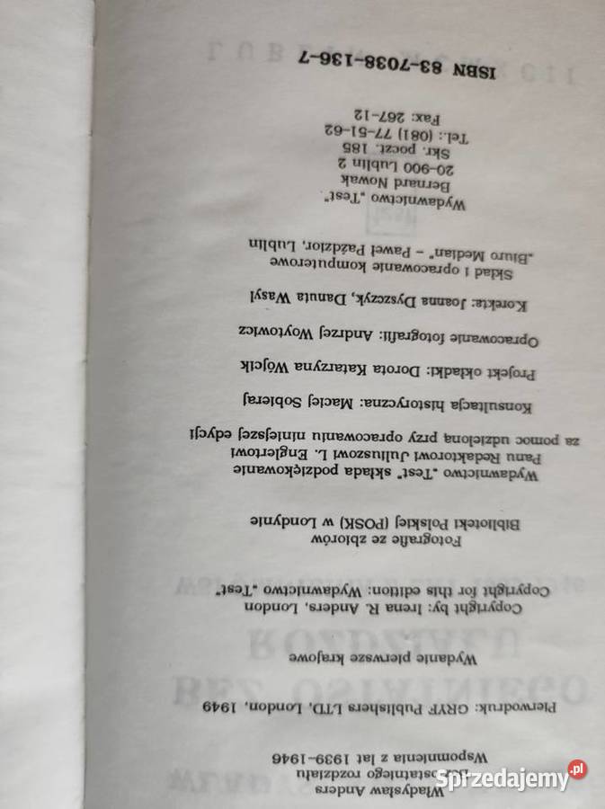 Bez ostatniego rozdziału Wspomnienia z lat Kielce