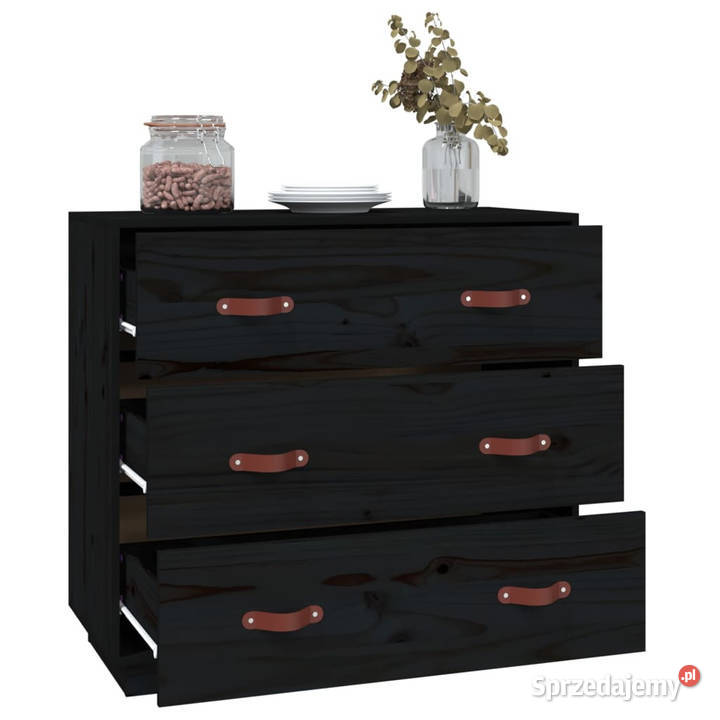 Komoda czarna 80x40x75 lite drewno sosnowe mazowieckie Warszawa