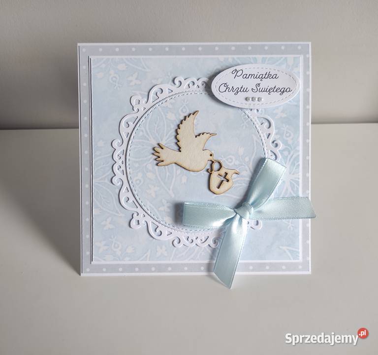 Kartka ręcznie robiona na Chrzest Święty z Łódź