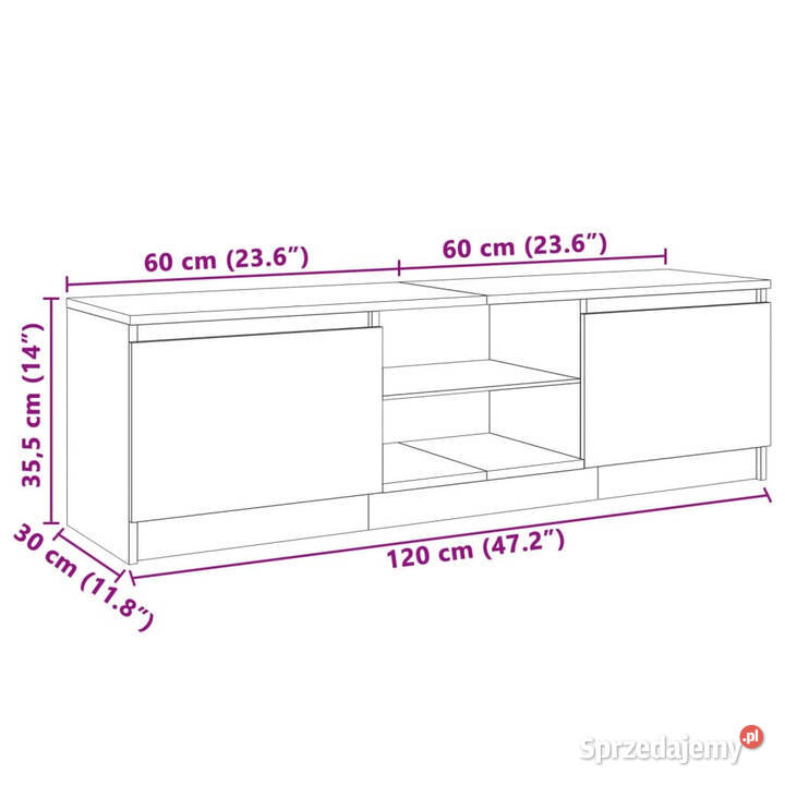 Szafka pod TV z oświetleniem LED czarna 120 x 30
