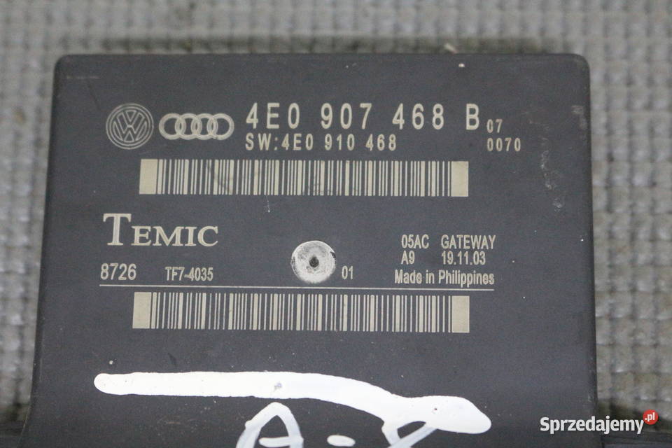 AUDI A8 D3 MODUŁ GATEWAY 4E0907468B 4E0910468 Układ elektryczny dolnośląskie Prochowice