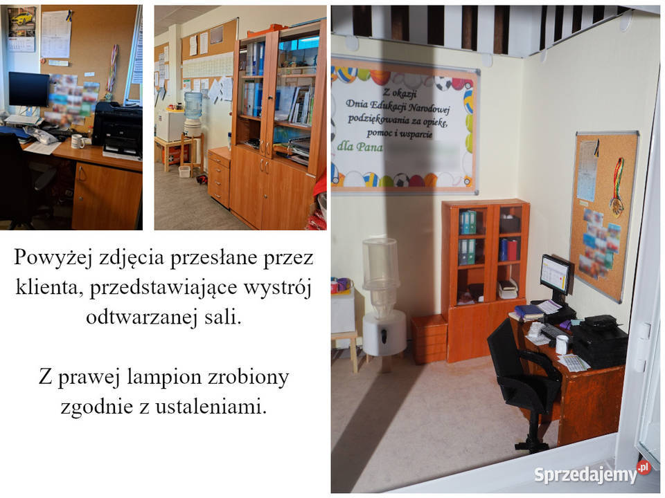 Lampion z miniaturową klasą nauczyciela handmade Dekoracje i ozdoby Żory