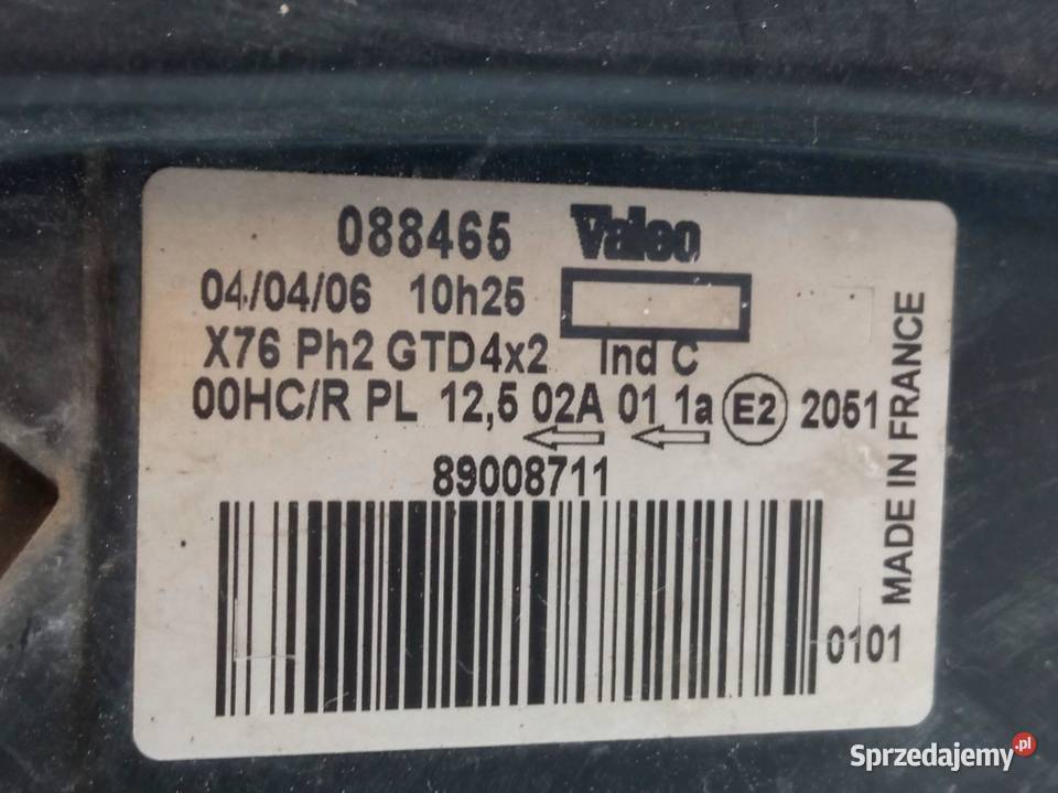 LAMPA PRZÓD LEWA EUROPA LIFT 89008711 Renault