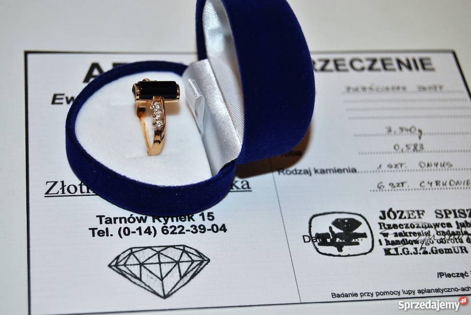 Okazja Sprzedam złoty pierścionek z Onyksem złote Pierścionki małopolskie Tarnów