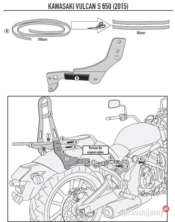 KAWASAKI VULCAN S 650 OPARCIE STELAŻ KUFER 47L Akcesoria warmińsko-mazurskie Mrągowo