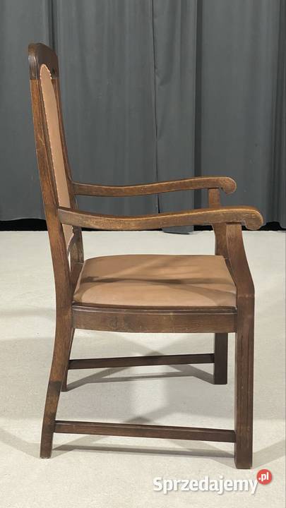 Stylowy fotel dębowy ze skórą elegancki 59cm Meble zachodniopomorskie Budno