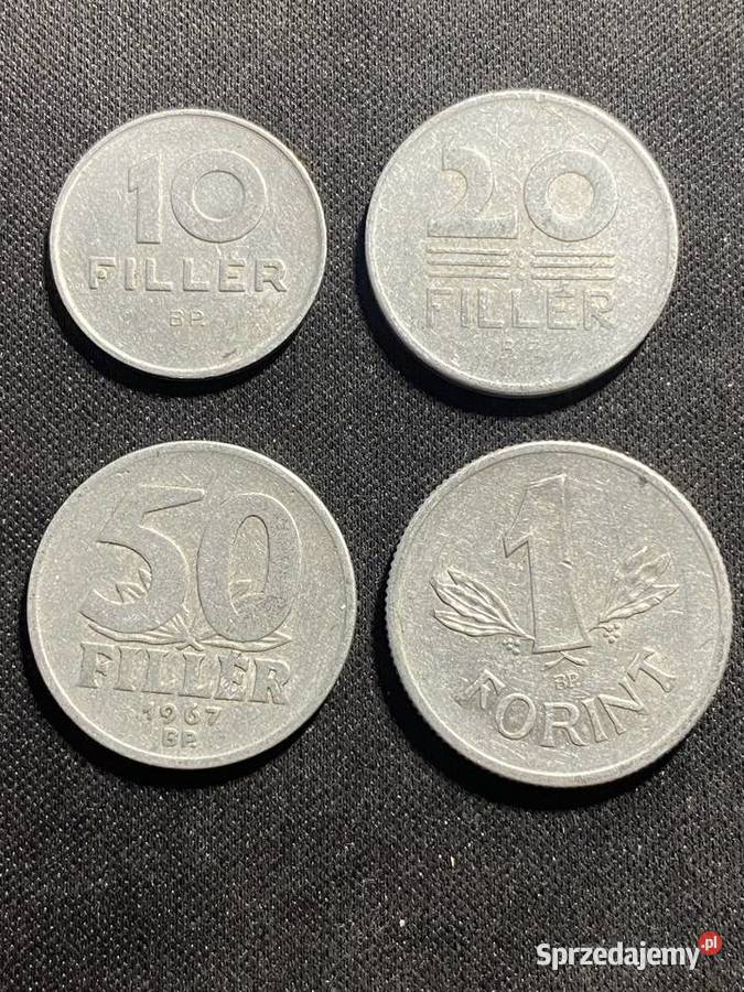 Zestaw 4 monet Węgry 10 20 50 Filler 1 Forint Marki