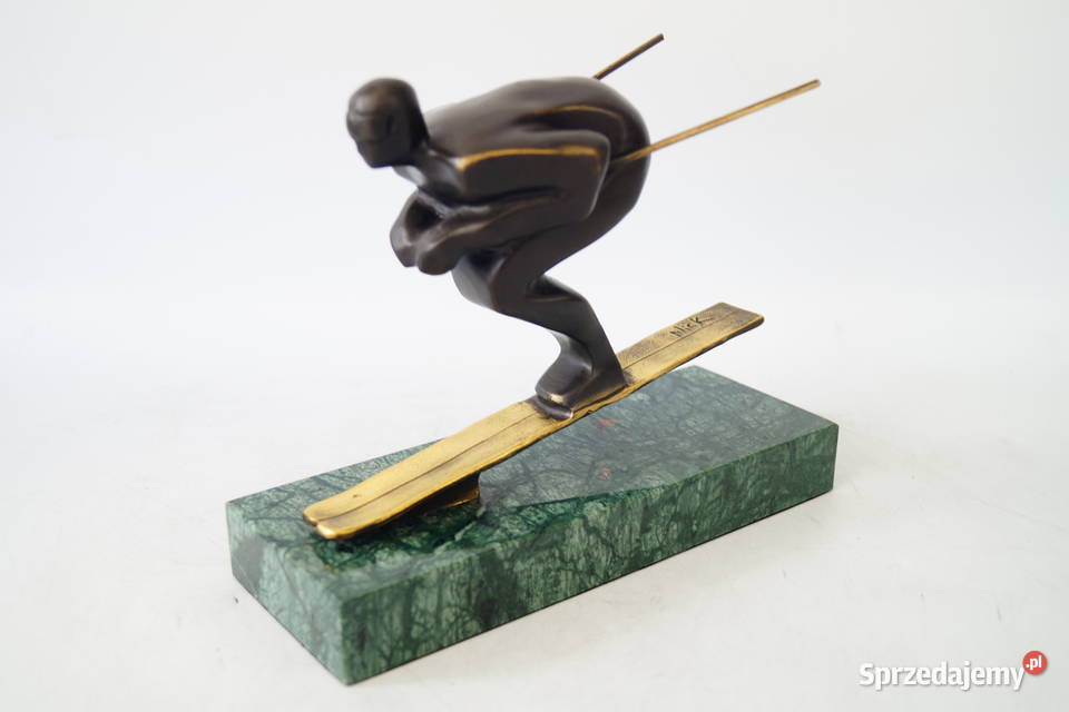Figura z brązu NARCIARZ rzeźba sportowiec narty Gizałki sprzedam