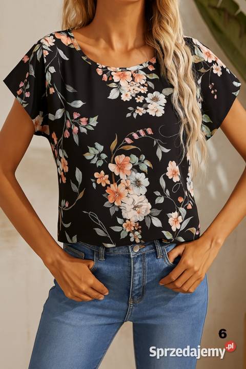 Nowe bluzki damskie modne wzory różne kolory krótki Kraków