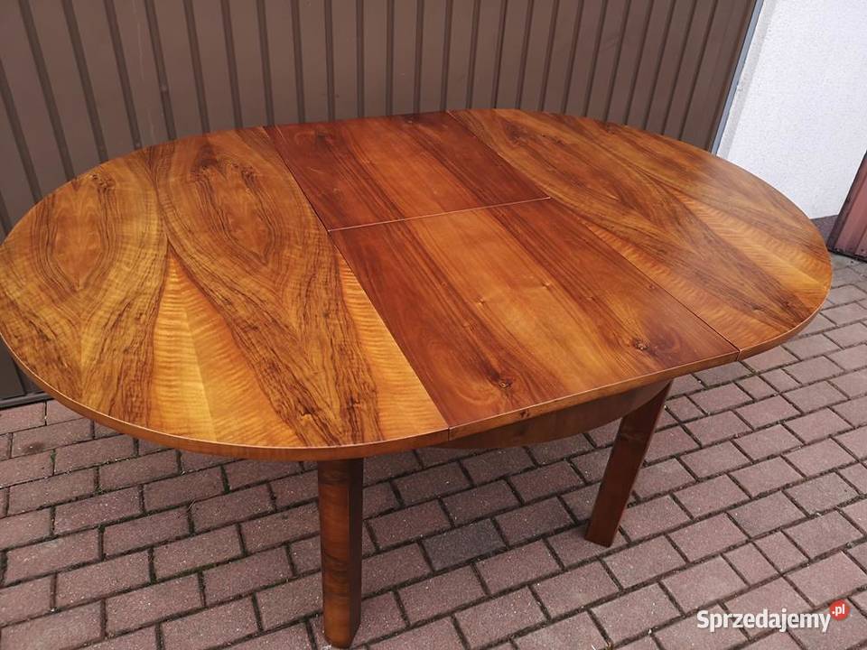 Stół ArtDeco Okrągły Orzech Zgrabny Antyk Stary Swarzędz