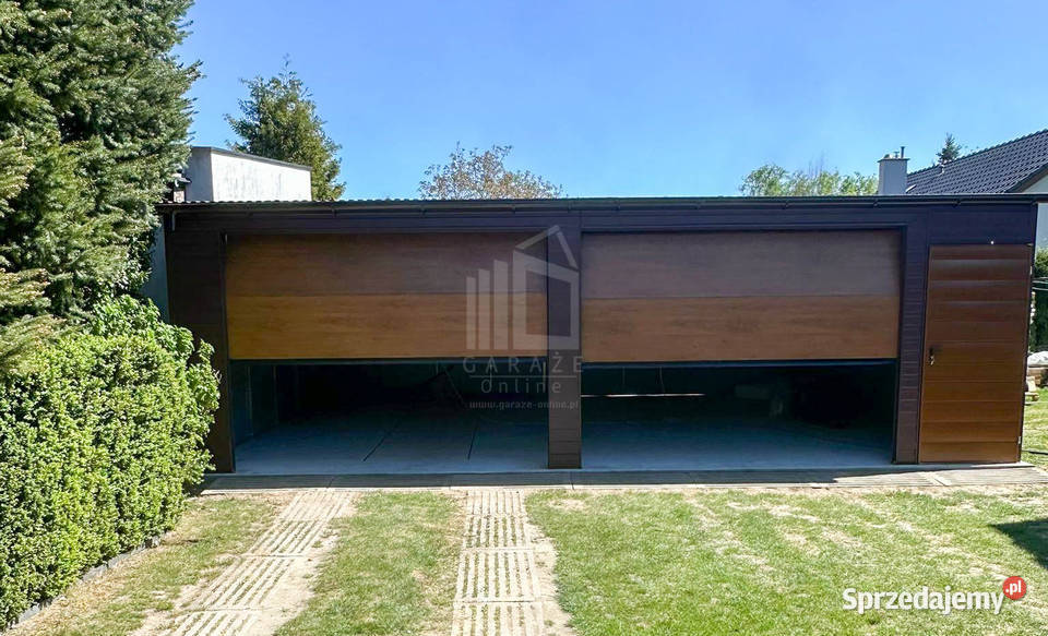 Garaż blaszany 8x6m 2x brama segmentowa drzwi Słupsk