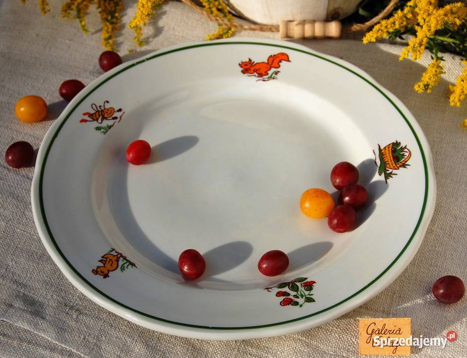 Duży stary talerz bajkowy patera vintage Lublin sprzedam