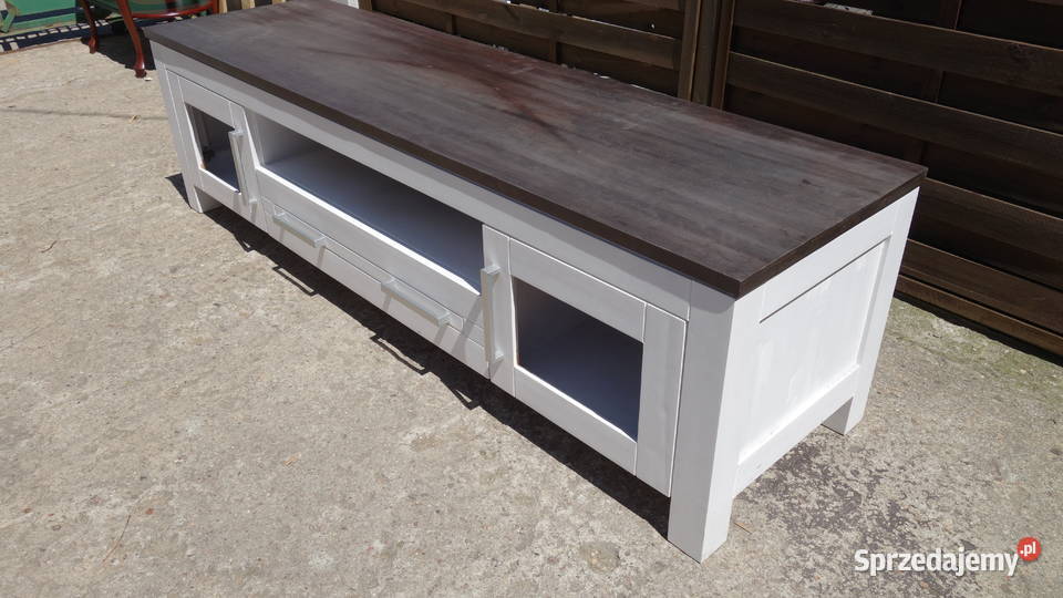 Drewniana szafka RTV pod telewizor biała Warszawa