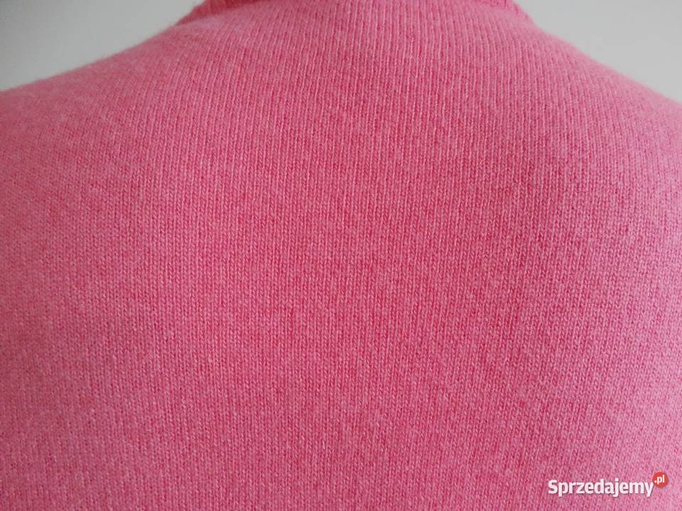 Sweter Kaszmirowy Kaszmir Wełna Różowy Crew Neck Łomża sprzedam