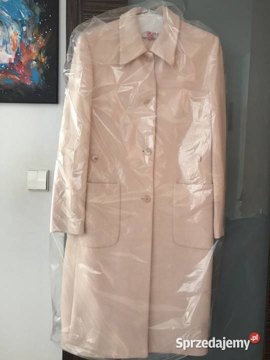 Jasno różowy pudrowy róż wełniany płaszczyk różowy Warszawa sprzedam