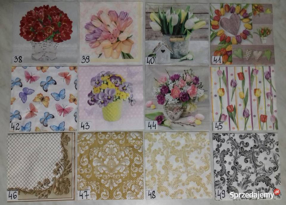 Serwetki decoupage kwiaty zestaw B Rękodzieło Laskowiec