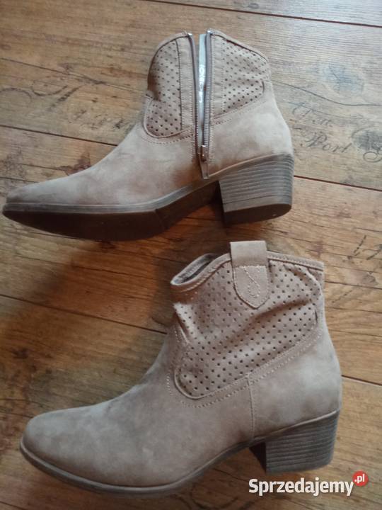 Beżowe botki rozmiar 41 tkanina Warszawa sprzedam