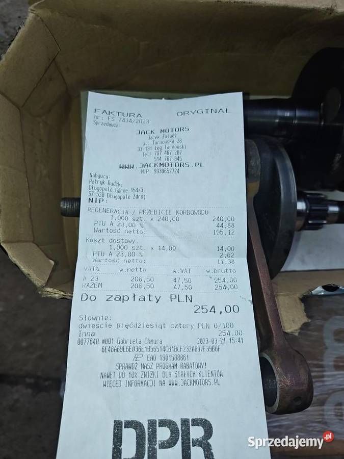 Wał Aprilia RS125 rotax 122 i 123 Wały korbowe Jawor