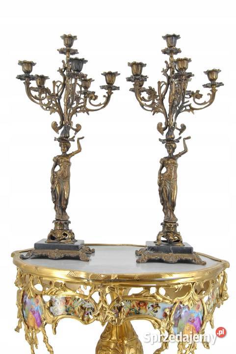 Dwa Świeczniki z Mosiądzu Mosiądz Kobiety Kraków