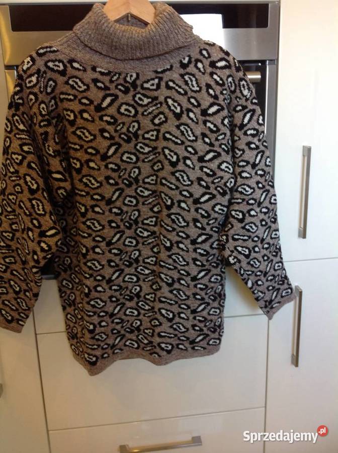 Ciepły Sweter Golf Damski Panterka L