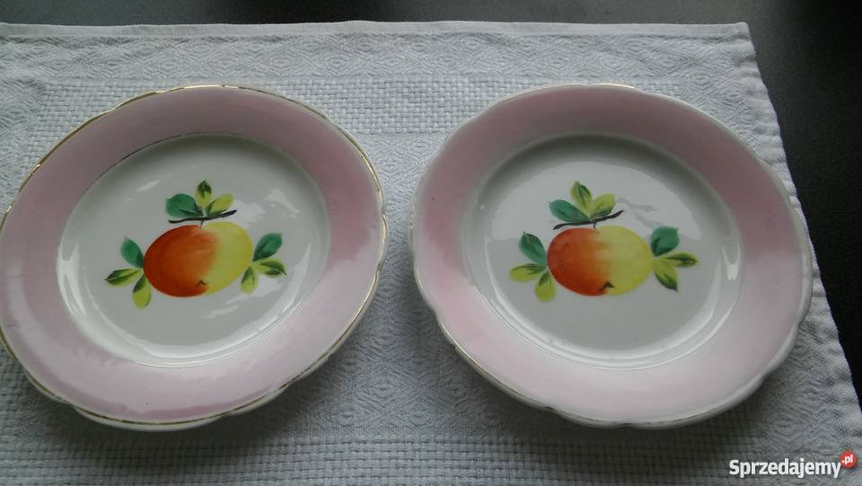 Komplet talerzyków XIX urocze zdobienie talerz Gdańsk