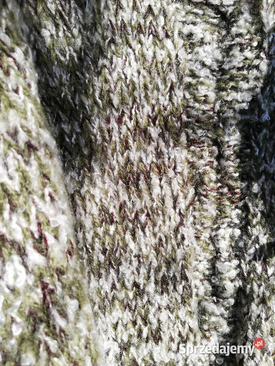 Długi zrobiony na drutach płaszcz sweter r4042 Inny wzór Swetry i golfy Kraków